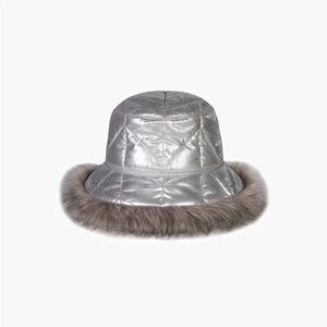 Eric Javits Silver Invincible Winter Puffer Bucket Hat NWT